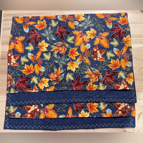 Handmade Colorful Reversible Autumn Leaf Placemats Set of 4 - Picture 2 of 7